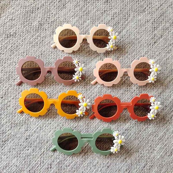 

modern children cycling sunglasses kids size fashion round flower frame eyewear with cute flowers, White;black