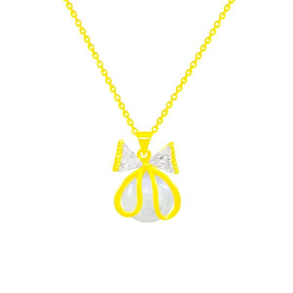 

fashion exquisite bow pearl zircon bowknot love heart mother's day gift pendant necklace woman girl wedding blessing jewelry, Silver