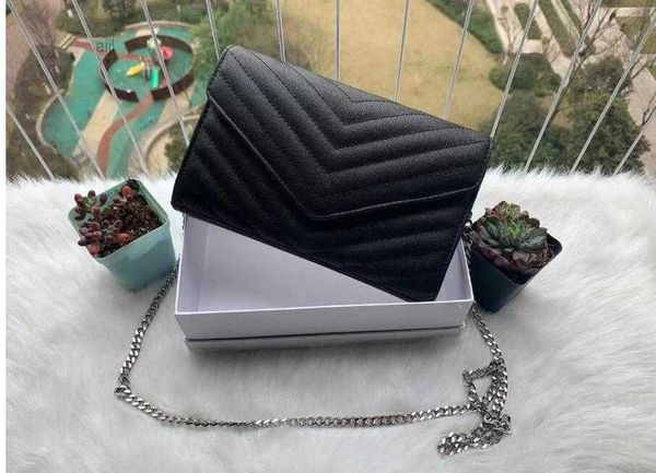 

quality designer handbags tote sheepskin caviar metal chain silver handbag leather bag flip cover diagonal shoulder s with dust