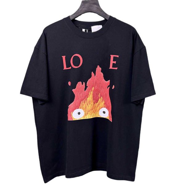 

designer luxury loes classic early spring new embroidery miyazaki hayao tmall castle round neck short sleeve t-shirt for men and women, Black;brown