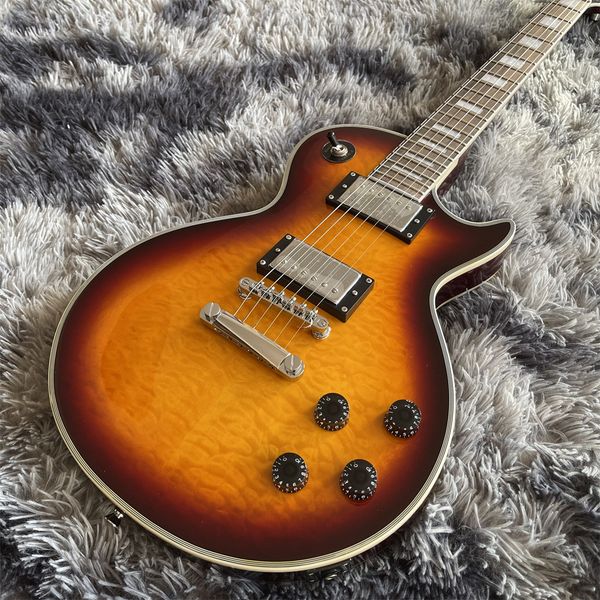 

custom electric guitar in sunburst color new arrival guitarra eletrica rosewood fingebroard , chrome hardware , fast shipping guitars , chit
