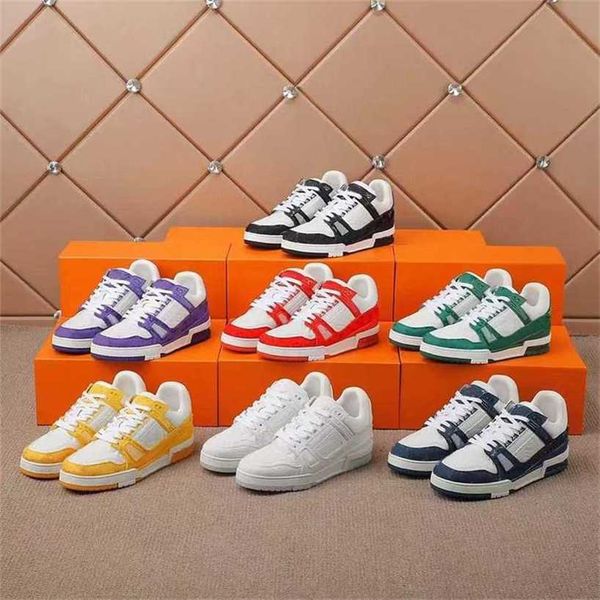 

designer sneakers men trainer casual shoes vintage platform trainers denim monograms shoes rubber canvas leather sneakerwivx, Black