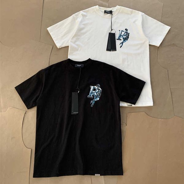 

men's t-shirts represent liquid letter goddess print t-shirt summer men's and women's street relaxed casual washed short slee, White;black