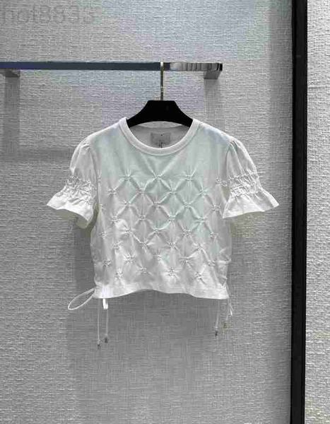

women's t-shirt designer milan runway 2023 spring summer o neck short sleeve fashion brand same style ju99, White