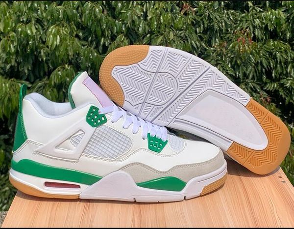 

sb x 4 pine green basketball shoes 4s sail/pine green-neutral grey-white men outdoor sports sneakers dr5415-103 with box