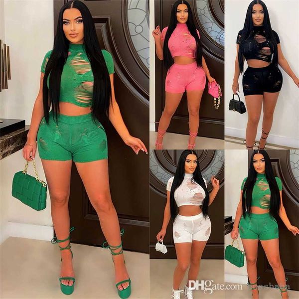 

women tracksuits two pieces set designer 2023 new fashion knitted tight-fitting wool cut-out suit in spring and summer sportwear 4 colors, Gray