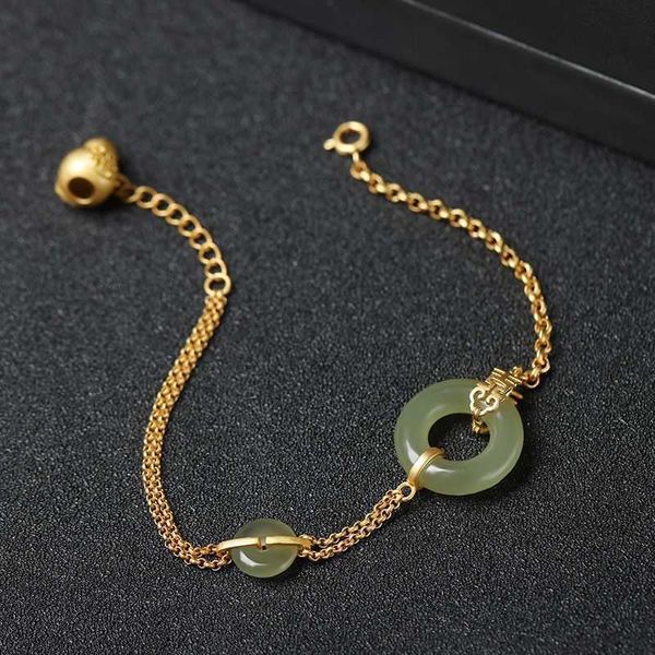 

bracelets 2022 new hetian ping an clasp female ins small design simple auspicious gourd bracelet, Black