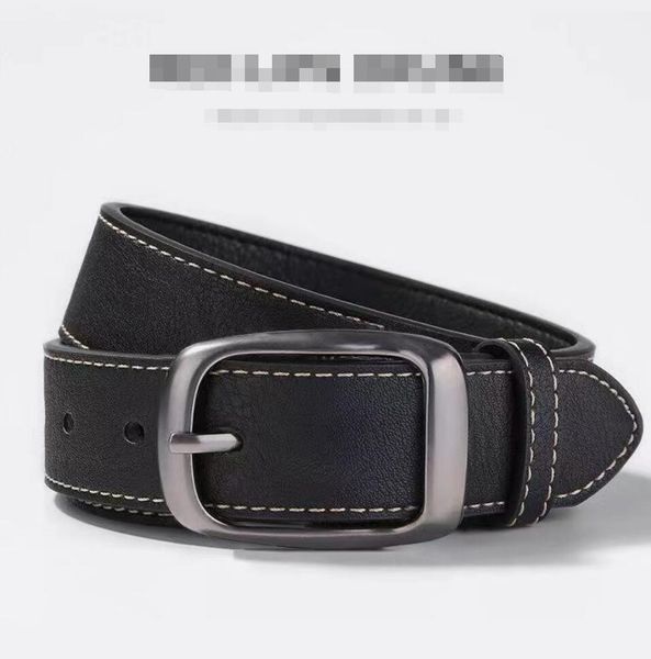 

hbp men new style cattlehide belt fashion leisure jeans accessories pure color quilting seam men retro needle buckle belt, Black;brown