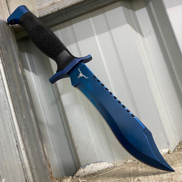 

12" blue steel counter strike karambit real sharp csgo bowie knife hunting camping knifes survival tactical knifess outdoor knives fixe