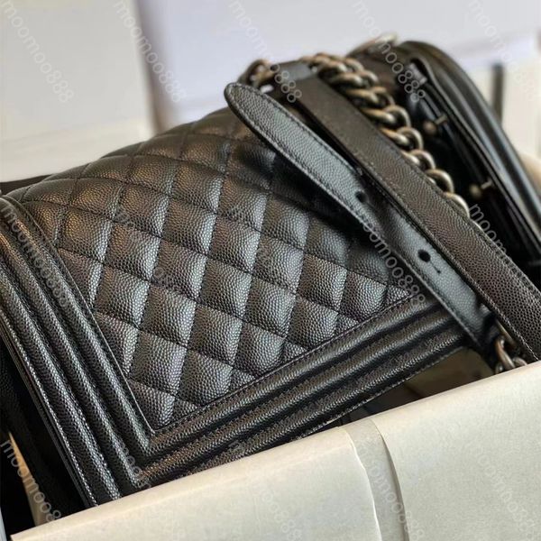 

10a mirror quality designer boy flap quilted bag medium 25cm womens lambskin caviar luxury handbag real leather purse crossbody shoulder cha