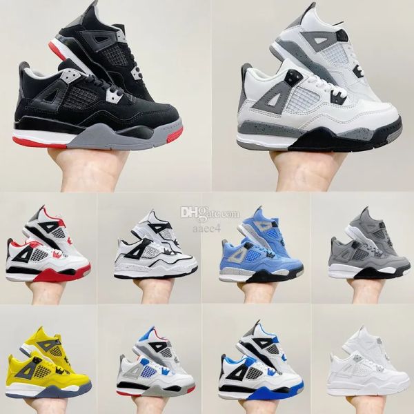 

kids 4 basketball shoes black cat toddler td 4s red chicag boys girls basketball pour enfants athletic outdoor sneakers size 22-35