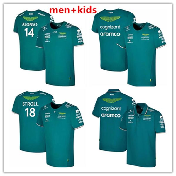 

men kids t-shirts aston martin jersey t-shirt amf1 2022 2023 official mens fernando alonso t-shirt formula 1 racing suit f1 shirt moto motor, Black;gray