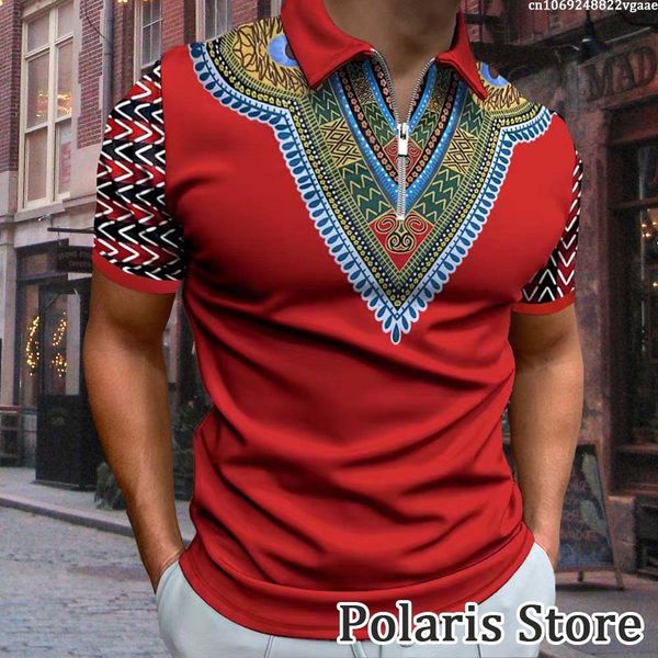 

men's polos dashiki shirts for men polo shirt african clothes ethnic style traditional wear turndown collar zipper 230311, White;black