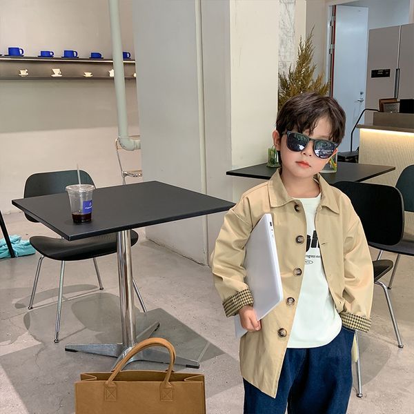 

tench coats spring autumn children midlength trench boys fashion lapel loose jackets 27years handsome outerwear 230311, Camo