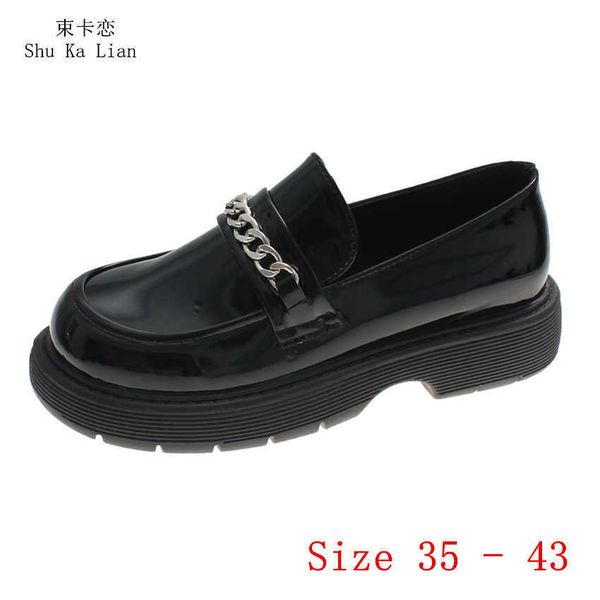 

dress shoes woman slip on shoes office lady loafers flats oxfords women flat platform shoes soft comfortable plus size 35 43 j230309, Black