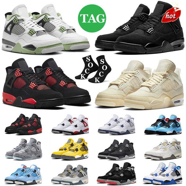 

j4s og jumpman 4 4s basketball shoes retro j4 military black cat red thunder seafoam pn dust canvas bred cement men women outdoor sports