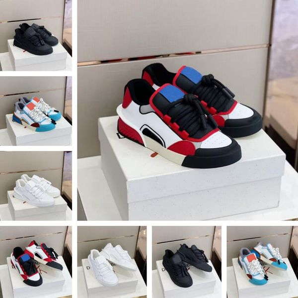 

23s/s brand new roma sneakers shoes suede & leather walking brand designer calfskin nappa trainers comfort lifestyles footwear original box, Black