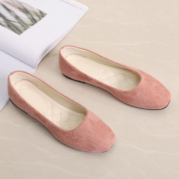 

2023 new fashion square slippers head single shoes fashion flat women's suede shallow mouth single shoes women's shoes 09, Black