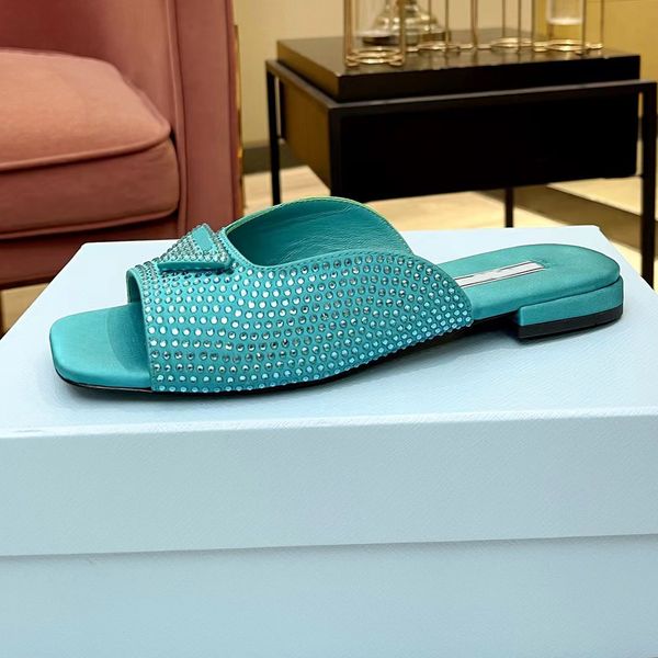 

flat slippers low heeled fashion satin women designer sandals casual silk open toed home triangle button slippers beach shoes, Black
