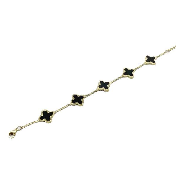 

bracelets five-flowered lucky four-leaf clover titanium steel fashion small crowd bracelet female girlfriend gift link a, Black