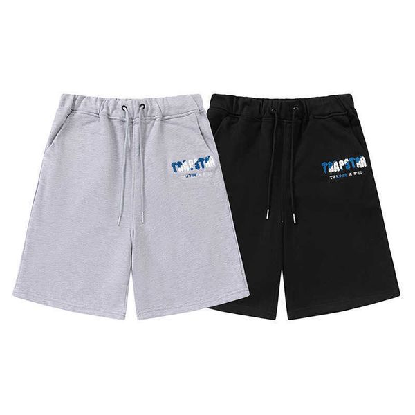 

new trapstar blue and white letter towel embroidered fashion shorts, Black;white