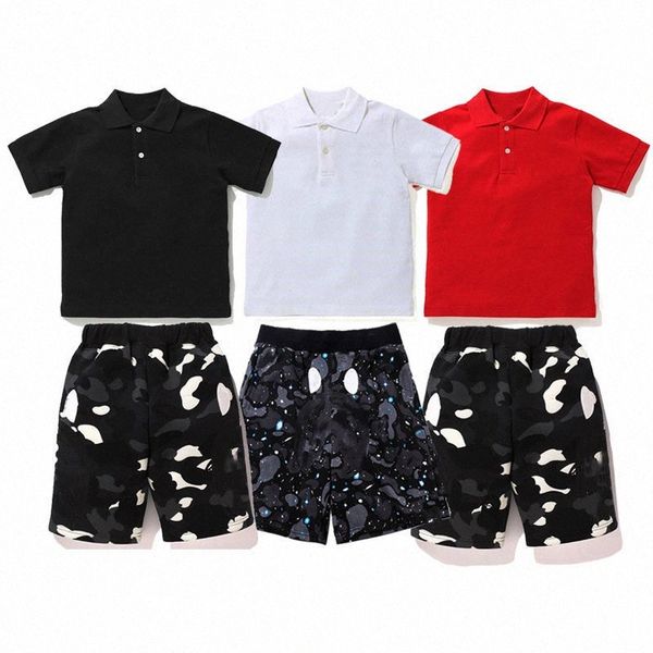 

baby clothing sets shark kids designer ape tshirts boys shorts girls clothes summer luxury fear tracksuit children youth outfits short sleev, White