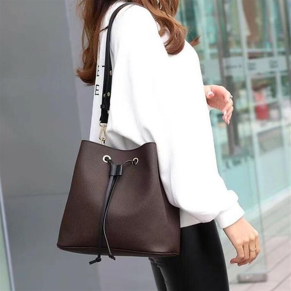 

genuine pu leather cross body shoulder bags for women girl fashion simple portable leisure bucket bag295a, Black