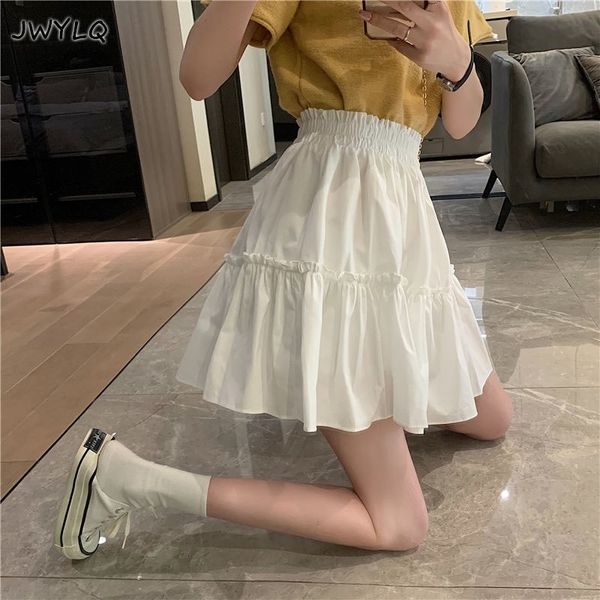 

skirts summer white mini women small high waist aline pleated student lady cute preppy 230310, Black