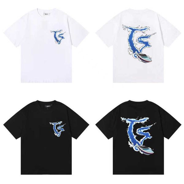 

trapstar summer men's t shirt designer chest letter graffiti printing round neck short sleeved tee solid color t-shirt loose large size, White;black