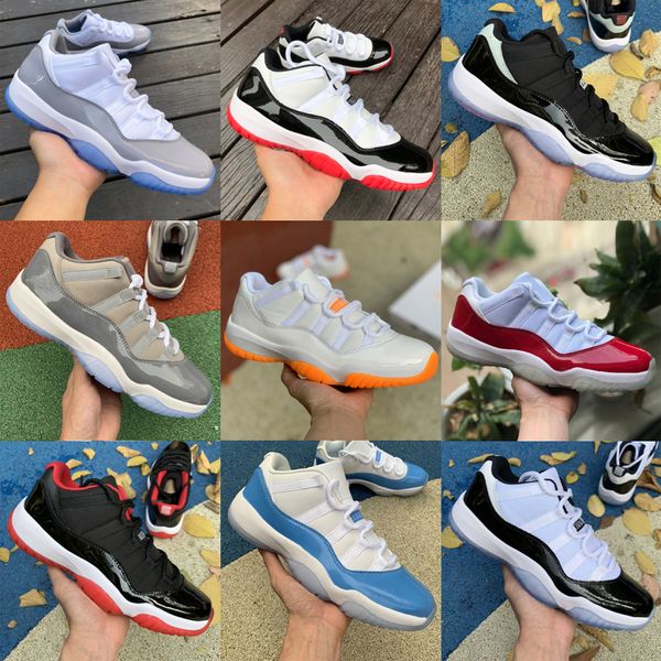

jumpman 11 low basketball shoes cherry 11s cement grey red and white retro cement grey high concord jubilee 25th anniversary 72-20 cool gray