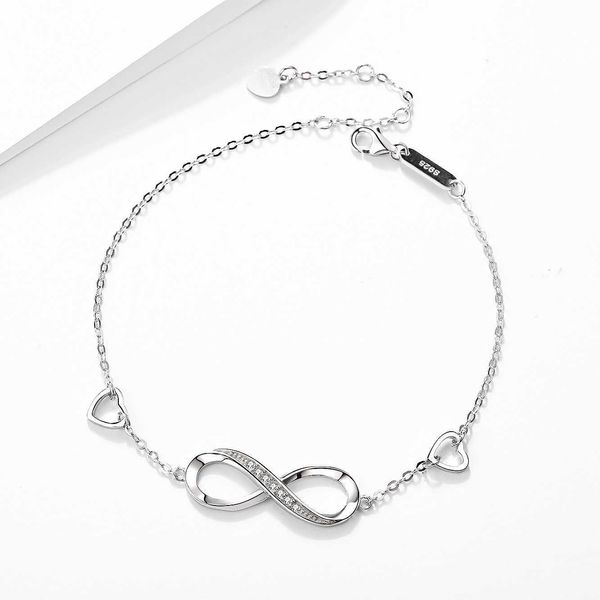 

bracelets s925 sterling silver style women's 8-character bracelet classic fashion infinite symbol handicraft mother's day gift lin, Black