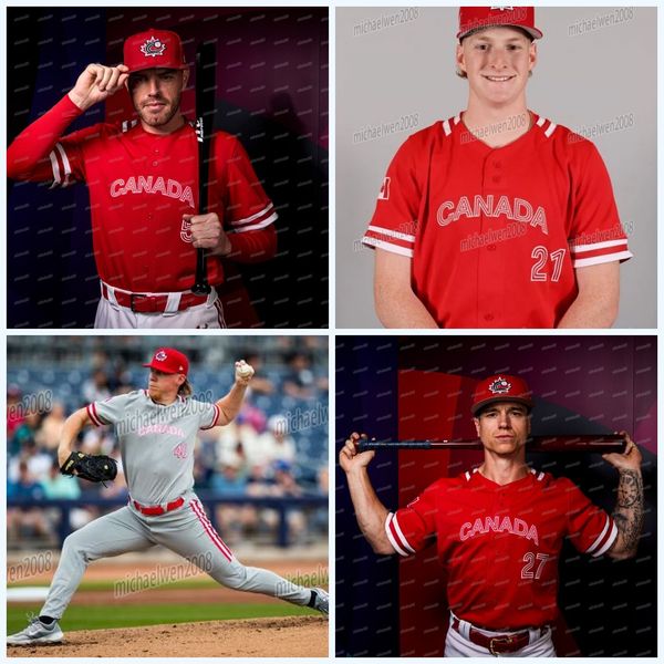 

canada 2023 world baseball classic jersey wbc freddie an owen caissie denzel clarke matt brash andrew albers jared young curtis taylor r.j., Blue;black
