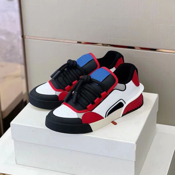

fashion classic men women casuals shoes soft bottoms daymaster sneakers popular elastic band low calf leather designer casual dolc'gabb, Black