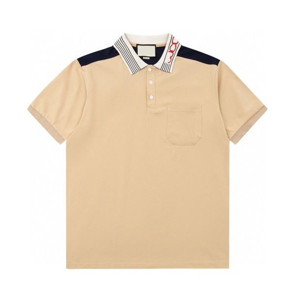 

men's plus tees & polos round neck embroidered and printed polar style summer wear with street pure cotton q222f, Black;brown