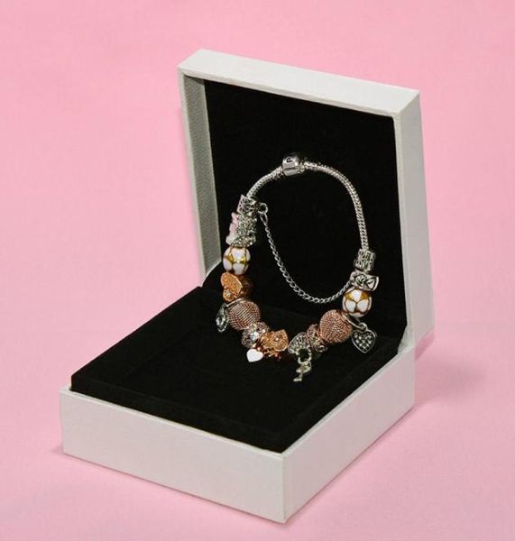 

fashion charm pendant bracelet for pandora platinum heart diy beaded pendant lady bracelet with original box5402982, Golden;silver
