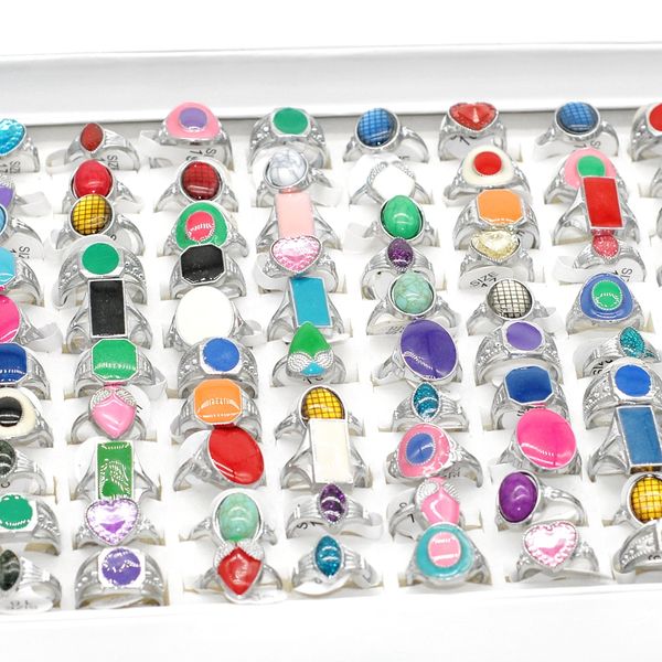 

wholesale 50pcs colorful geometry heart vintage rings mixed style for women alloy plated silver fashion wedding party gift finger jewelry si, Slivery;golden