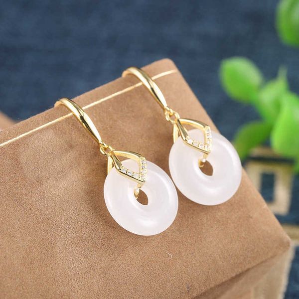 

eearings yuexin s925 all body silver temperament geometric acrylic safety buckle earrings women's versatile long earrings linka, Golden