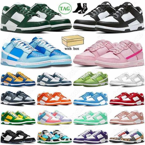 

box with casual shoes men women dunked unc triple pink panda orange sb dunks lows grey fog white black team green gai dunkes mens trainers 0