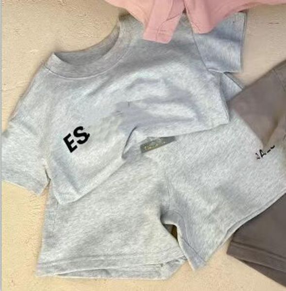 

kids designer clothes ess sets boys tracksuits casual letter baby girls kid t shirts pants infants children short sleeve shorts youth toddle, Gray