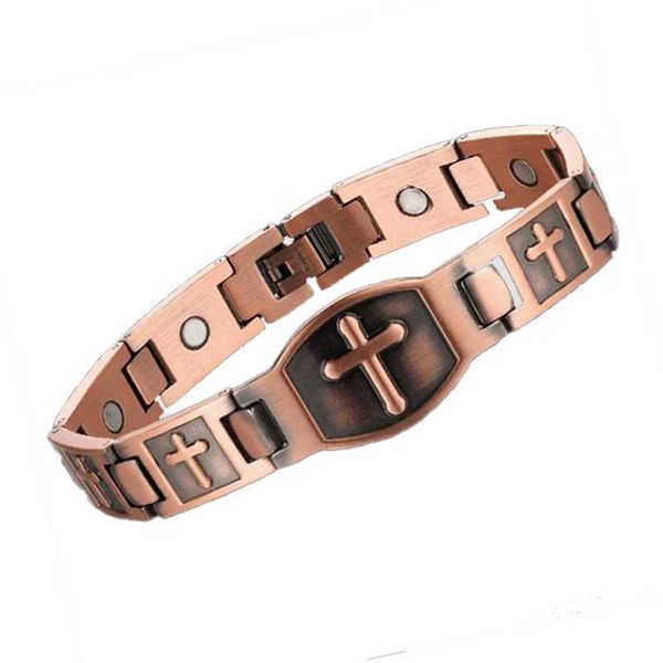 

s special red copper titanium steel bracelet magnetic cross bracelet, Black