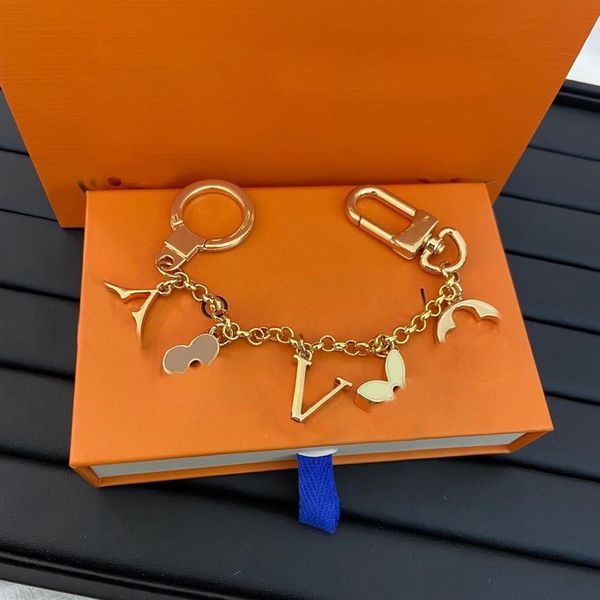 

keychain luxury designer brand key chain men car keyring women buckle keychains bags pendant exquisite gift with box 295y, Silver