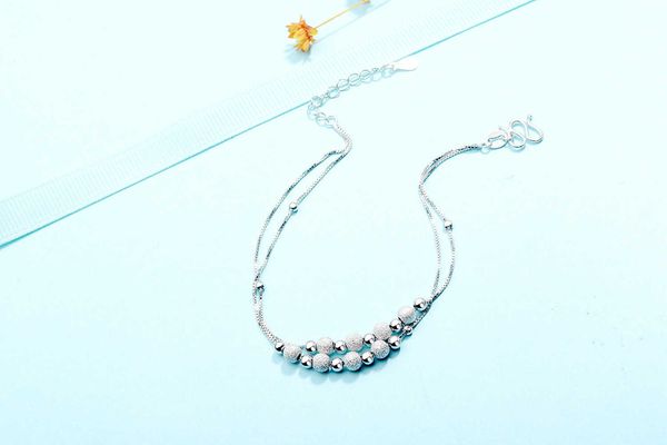 

bracelets s925 sterling silver women's simple positioning beads bracelet, Black