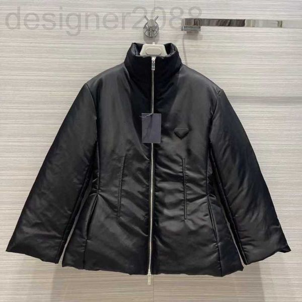 

women's down & parkas designer milan runway new winter stand collar panelled coats brand same style outerwear qh2d, Black