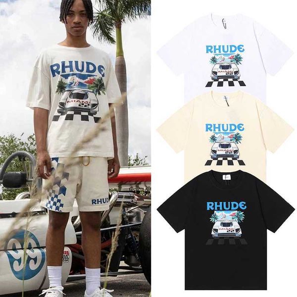 

men's t shirts tshirts rhude oversized tshirt f racing car miami station limit men women pure cotton short sleeve tees graphic t shirts, White;black