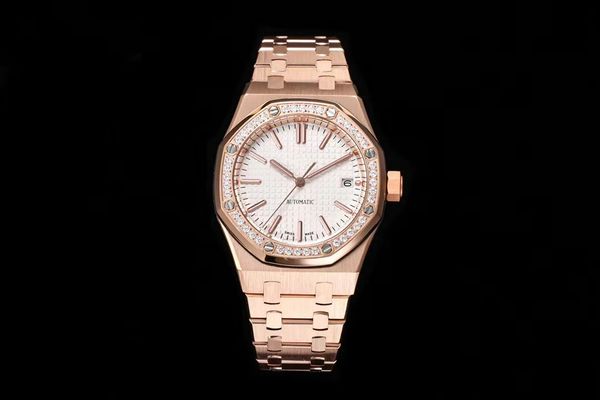 

8f 15550st 15451st women's watch diameter 37mm with cal3120 movement automatic touro sapphire mirror fine steel case strap, Slivery;golden