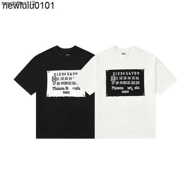 

margiela t shirts designer new mm6 short sleeved t shirt branded letters calendar embroidery niche men women round neck wonmen, White;black