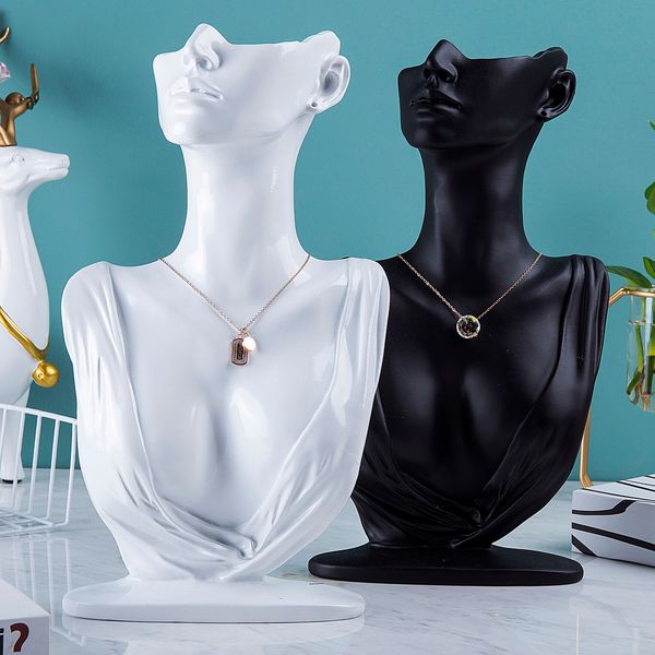 

jewelry boxes selling lms 3 size resin medium side portrait model earrings necklace jewelry display stand necklace display props 230310, Black;white