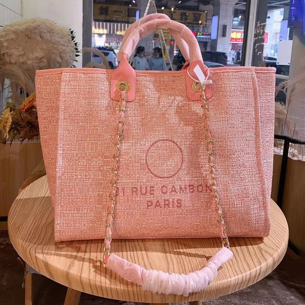 

luxury deauville beach bag the tote women picnic pochette designer linen canvas handle travel lady totes fashion shopping bags purses handba