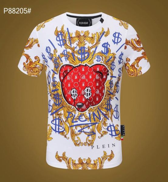 

plein bear t shirt mens designer tshirts brand clothing rhinestone skull men tshirts classical hip hop streetwear ts1503869, White;black