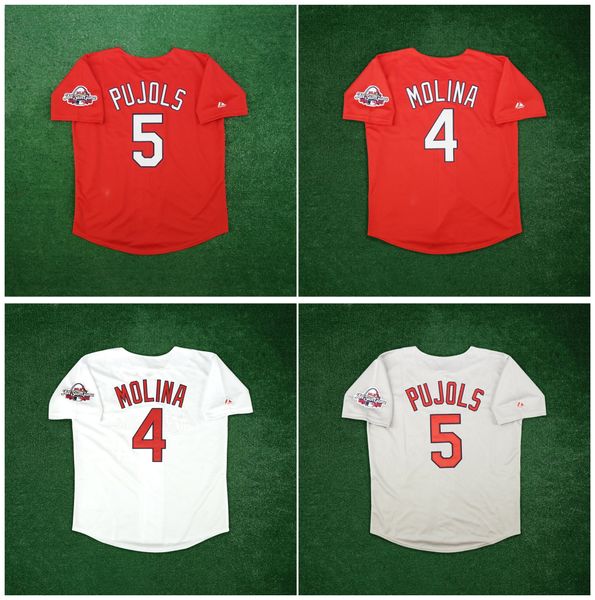 

2009 all star albert pujols cardinal baseball jersey st. yadier molina w/ all star patch white grey red size s-4xl, Blue;black